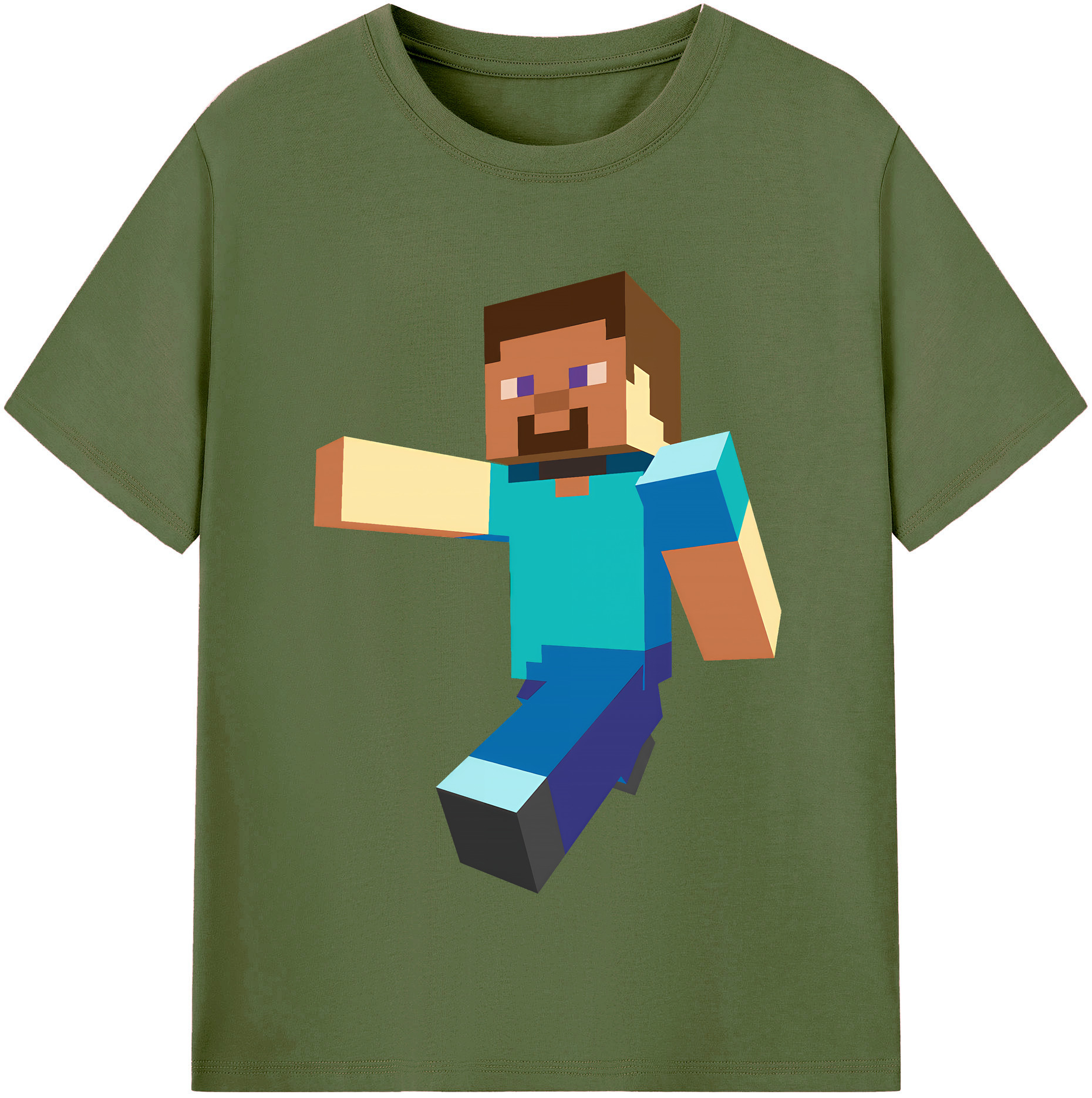 （画像用） マインクラフト ブロックの世界 Minecraft MC Block world 綿100％半袖Tシャツ（フロントプリント）